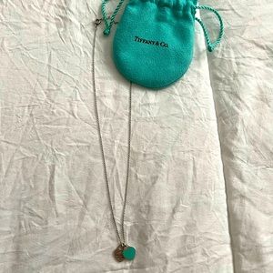 Tiffany Blue Double Heart Tag Pendant, Silver Mini